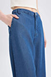 Pull On Wide Leg Yüksek Bel Uzun Yumuşak Jean Yıkamalı Pantolon
