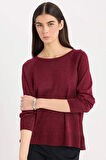 DeFacto Regular Fit Bisiklet Yaka Basic Düz Bordo Triko Kazak C6818AX24WNBR170