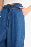 Pull On Wide Leg Yüksek Bel Uzun Yumuşak Jean Yıkamalı Pantolon