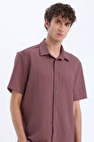 Regular Fit Polo Yaka Krinkıl Yazlık Kısa Kollu Gömlek