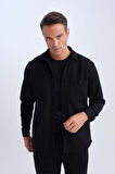 DeFacto Relax Fit Polo Yaka Flanel Uzun Kollu Gömlek D1061AX24WNBK81