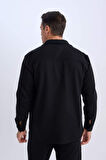 DeFacto Relax Fit Polo Yaka Flanel Uzun Kollu Gömlek D1061AX24WNBK81