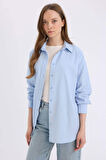 DeFacto Relax Fit Basic Düz Oxford Uzun Kollu Tesettür Gömlek Tunik B8309AX25SPBE409