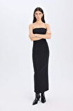DeFacto Bodycon Vücudu Saran Straplez Bengalin Kolsuz Maxi Abiye Elbise E1937AX24WNBK81
