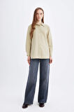 DeFacto Relax Fit Basic Düz Poplin Uzun Kollu Gömlek Tunik D7341AX25SPKH142