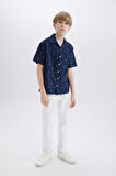 DeFacto Erkek Çocuk 23 Nisan Çocuk Bayramı Oversize Geniş Kalıp Polo Yaka Brode Kısa Kollu Gömlek D8339A825SMNV248