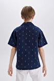 DeFacto Erkek Çocuk 23 Nisan Çocuk Bayramı Oversize Geniş Kalıp Polo Yaka Brode Kısa Kollu Gömlek D8339A825SMNV248