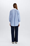 DeFacto Relax Fit Çizgili Poplin Uzun Kollu Gömlek Tunik E1756AX25SPBE316