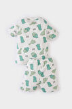 DeFacto Erkek Bebek Pijama Takımı Dinazor Baskılı Kısa Kollu Penye Üst Beli Lastikli Şort E1178A525SMWT47