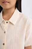 DeFacto Kız Çocuk Cropped Fit Keten Kısa Kollu Gömlek D9142A825SMBG734