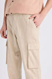 DeFacto Relax Fit Keten Görünümlü Fermuarlı Düz Paça Pamuklu Pantolon D9868AX25SPBG123