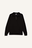 DeFactoFit Oversize Geniş Kalıp Dik Yaka Sporcu Sweatshirt D3796AX24WNBK81