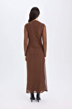 DeFacto Bodycon Vücudu Saran Yarım Balıkçı Yaka Tül Uzun Kollu Maxi Elbise E3548AX24WNBN167
