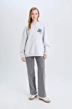 DeFacto Coool Oversize Geniş Kalıp Kapüşonlu Baskılı Kalın Sweatshirt E1530AX24WNGR210