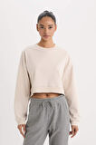 DeFactoFit Bisiklet Yaka Basic Düz Sporcu Sweatshirt D7119AX25SPBG700