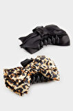 Kadın Siyah ve Leopar Desenli 2'li Mandal Toka
