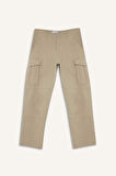 Wide Leg Bol Rahat Kesim Kargo Cepli Geniş Paça Gabardin Pantolon