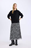 Flare Fit Zebra Desenli Yüksek Bel Tül Maxi Etek