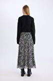 Flare Fit Zebra Desenli Yüksek Bel Tül Maxi Etek