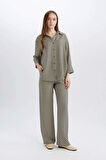 DeFacto Wide Leg Geniş Bol Paça Desenli Yüksek Bel Rahat Palazzo Pantolon C4042AX25SPBK81