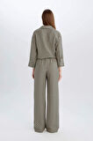 DeFacto Wide Leg Geniş Bol Paça Desenli Yüksek Bel Rahat Palazzo Pantolon C4042AX25SPBK81