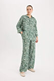 DeFacto Wide Leg Rahat Pantolon Geniş Bol Paça Desenli Yüksek Bel C4042AX25SPGN158