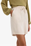Yüksek Bel Kısa Paça Viskon Şort