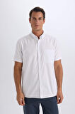 DeFacto %100 Pamuk Regular Fit Polo Yaka Oxford Yazlık Kısa Kollu Beyaz Gömlek D7419AX25SMWT34