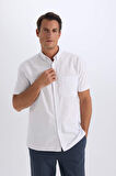 DeFacto %100 Pamuk Regular Fit Polo Yaka Oxford Yazlık Kısa Kollu Beyaz Gömlek D7419AX25SMWT34