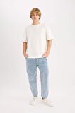 Relaxed Slouchy Fit Geniş Paça Jean Yıkamalı Pantolon