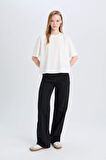 DeFacto Coool Loose Fit Bisiklet Yaka Basic Düz Kalın Kumaş Kısa Kollu Tişört E0291AX25SMWT32