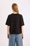 DeFacto Coool Loose Fit Bisiklet Yaka Basic Düz Kalın Kumaş Kısa Kollu Tişört E0291AX25SMBK81