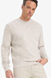 Defacto E8339 Bej %100 Pamuk Regular Fit Bisiklet Yaka Sweatshirt