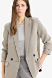 Oversize Geniş Kalıp Kruvaze Yaka Blazer Ceket