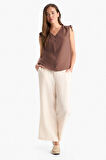 Regular Fit Cep Detaylı Geniş Paça Pantolon