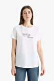 DeFacto Relax Fit Bisiklet Yaka Baskılı Penye Kısa Kollu Tişört E5541AX25SMWT83