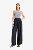 Carrot Fit  Çift Cepli Yüksek Bel Geniş Paça Modal Pantolon