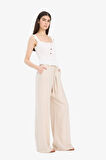 Wide Leg Çift Cepli Yüksek Esnek Belli Geniş Paça Pantolon