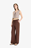 Wide Leg Çift Cepli Yüksek Esnek Belli Geniş Paça Pantolon