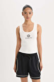 DeFactoFit NBA Brooklyn Nets Slim Fit Dar Kesim U Yaka Ribana Sporcu Atlet E2358AX25SMER105