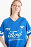 Coool Ford Motor Company Oversize Geniş Kalıp Baskılı Kısa Kollu Tişört