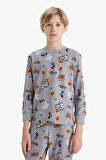 Erkek Çocuk Pijama Takımı Desenli Uzun Kollu Üst Uzun Alt