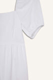 DeFacto Kare Yaka Poplin Kısa Kollu Maxi Beyaz Yazlık Elbise F3108AX25SMER105