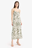 DeFacto V Yaka Çiçek Desenli Maroken Askılı Midi Yazlık Elbise F3206AX25SMKH482