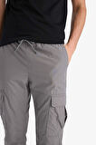 %100 Pamuk Regular Kargo Cepli Yazlık Jogger Paraşüt Pantolon