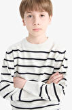 Erkek Çocuk Bisiklet Yaka Çizgili Triko Kazak