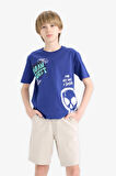 DeFacto Erkek Çocuk Bisiklet Yaka Baskılı Kısa Kollu Tişört E7491A825SMBE778