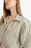 Loose Fit Çizgili Poplin Uzun Kollu Gömlek