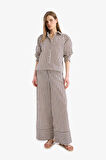 Loose Fit Çizgili Poplin Uzun Kollu Gömlek