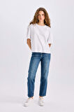 DeFacto Comfort Straight Yüksek Bel Bilek Boy Jean Yıkamalı Pantolon D8154AX24WNNM34